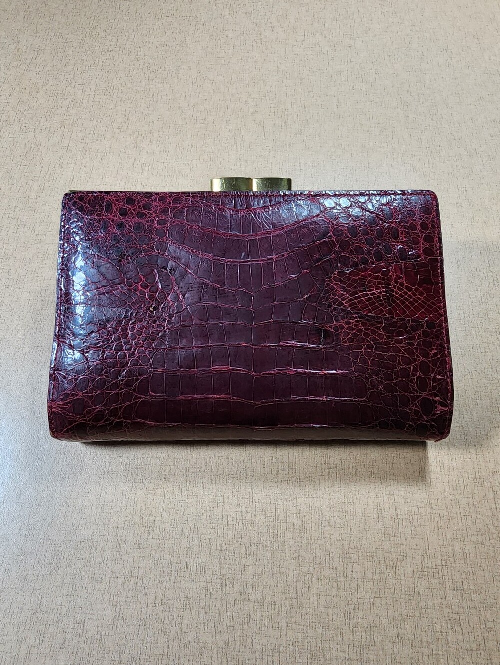 VINTAGE Red Crocodile Leather Wallet